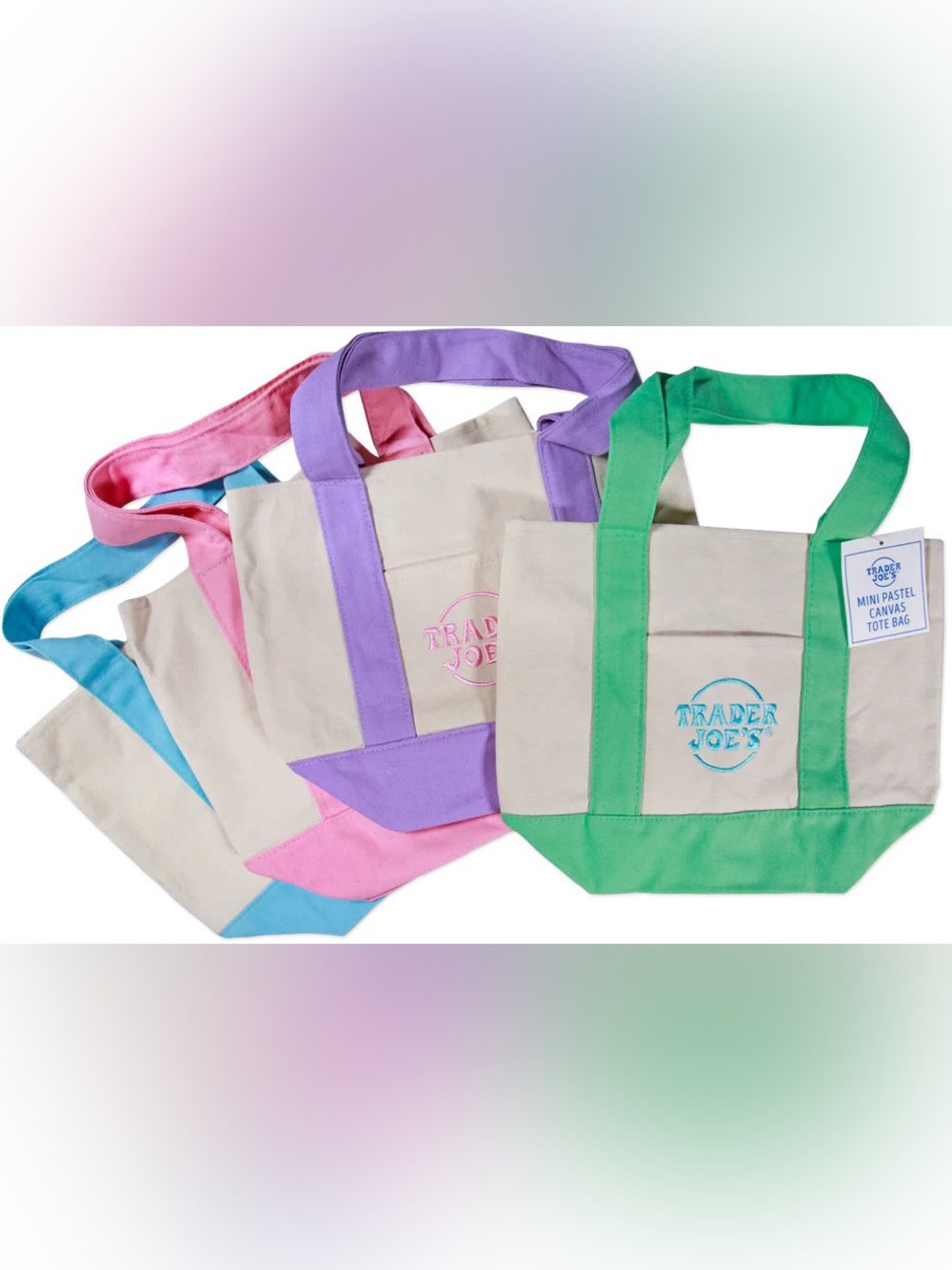 Trader Joes Pastel Mini Tote Bag Set of 4 - NWT